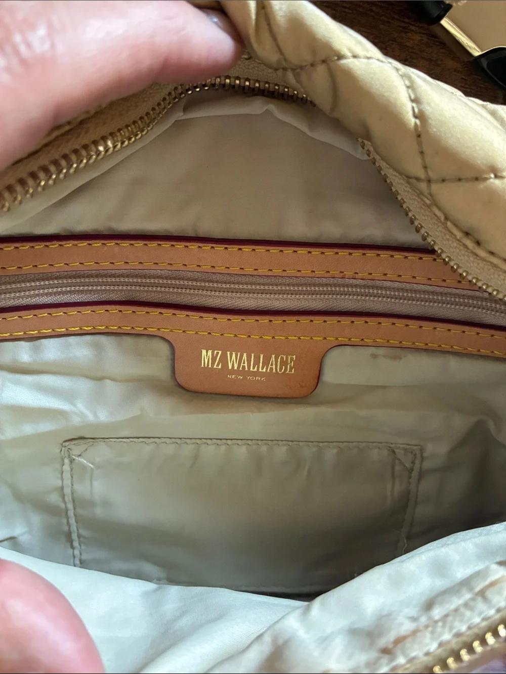 MZ Wallace Metallic Gold Quilted Crossbody Sling Bag - Picture 8 of 12